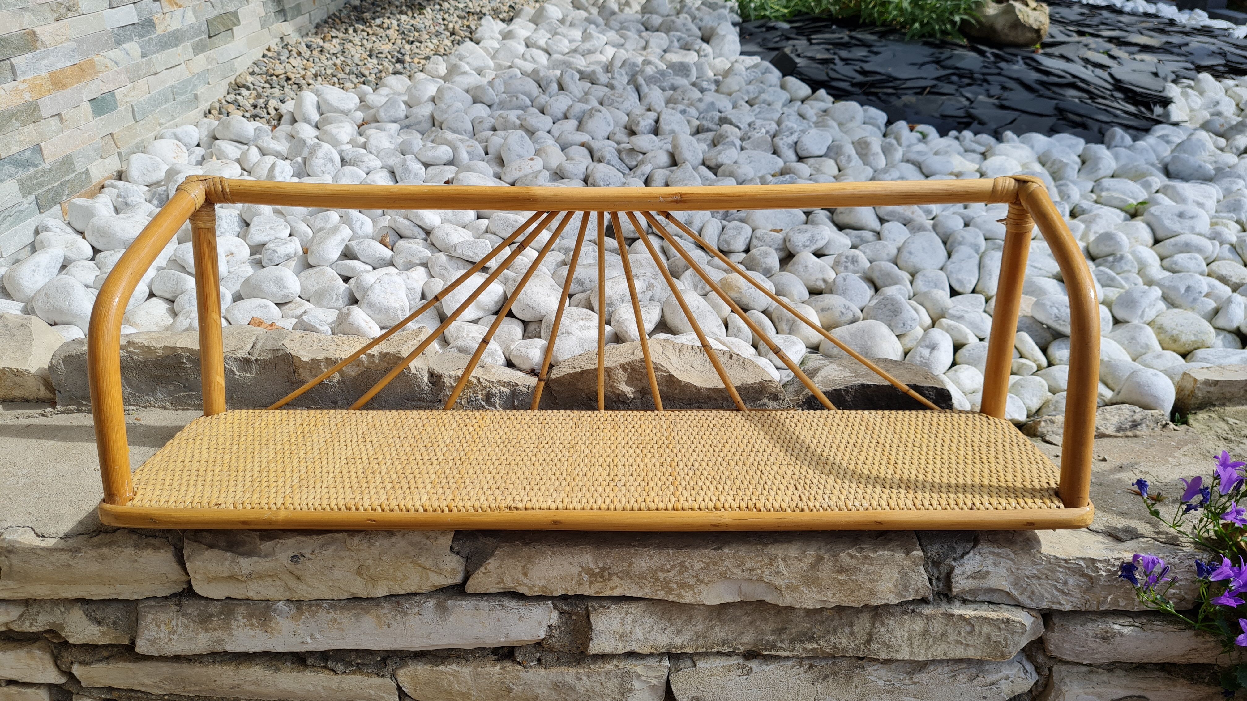 Bamboo and rattan wall shelf