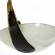 Vintage Italian brass and curved glass chandelier from 1950s