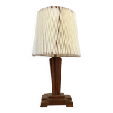 Art Deco oak lamp and wool lampshade from the 1930s