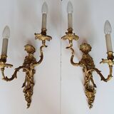 Pair of Regency style gilt bronze wall lights
