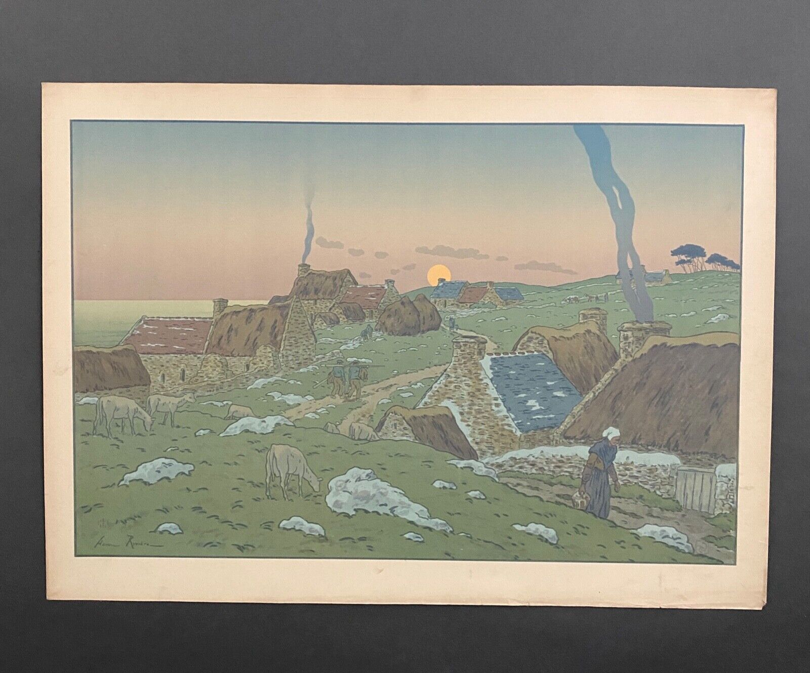 Lithographie par Henri Rivière Le Lever de la Lune