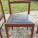 Vintage scandinavian teak chairs, black skaï seats as it is