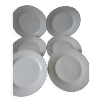 6 assiettes plates en porcelaine , sans marque