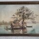 Old oil painting representing a landscape