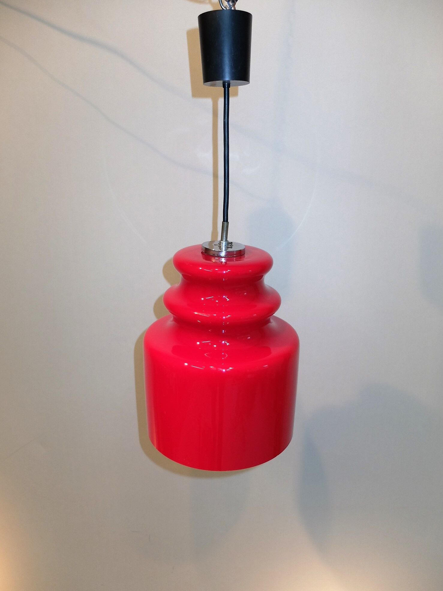 Suspended signed red glass Putzler