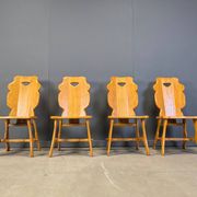 Vintage rustic dining chairs, set of 4 - 1960s