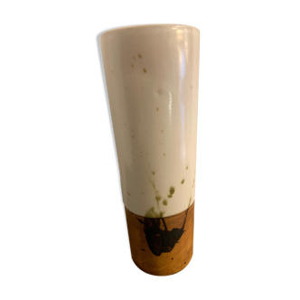 Vase rouleau en céramique vernissée La Colombe, style Vallauris, 1970