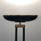 Floor lamp in black lacquered metal and brass