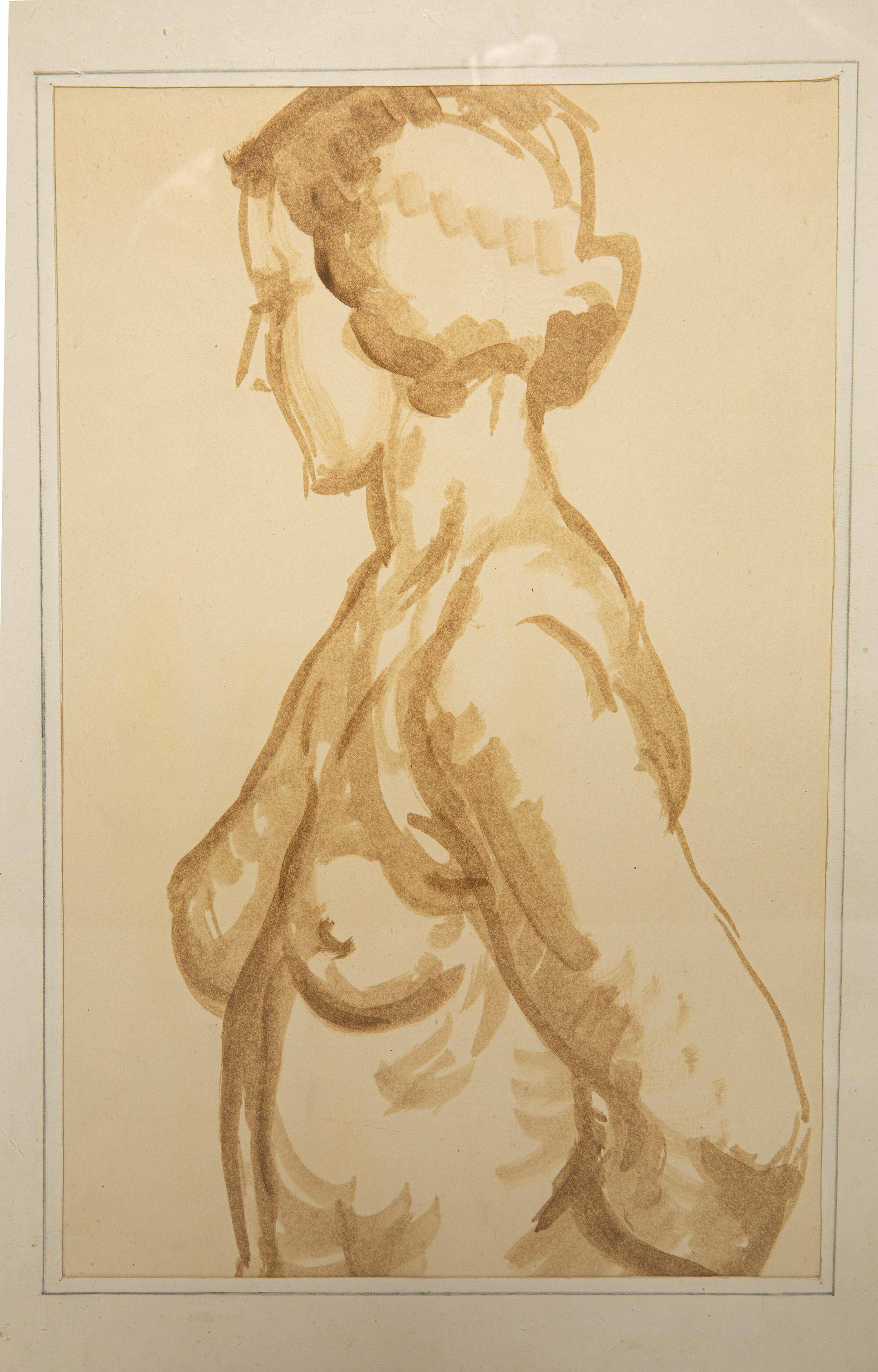 Classic female painting from the mid-century, wooden frame and linen, 1930s.