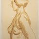 Classic female painting from the mid-century, wooden frame and linen, 1930s.