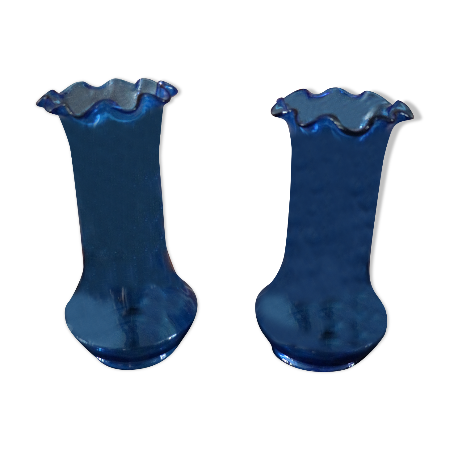 Pair of old blue glass vases