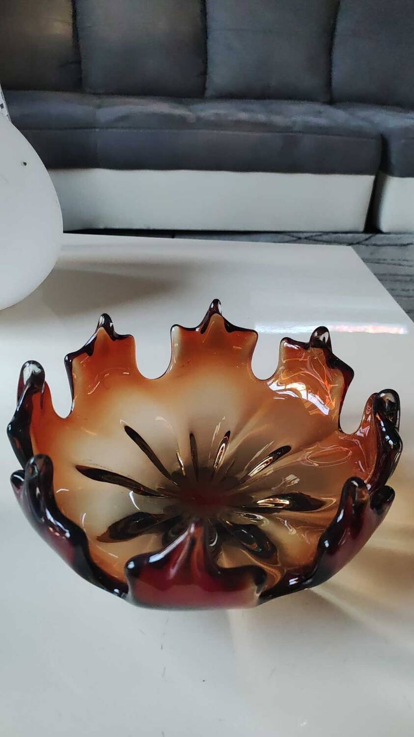Sculpture En Verre De Murano - Arbre Fruitier Vintage Ambré, 25x25x25 Cm Env. - Occasion Décorative
