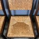 6 wooden vintage chairs dark wood rush