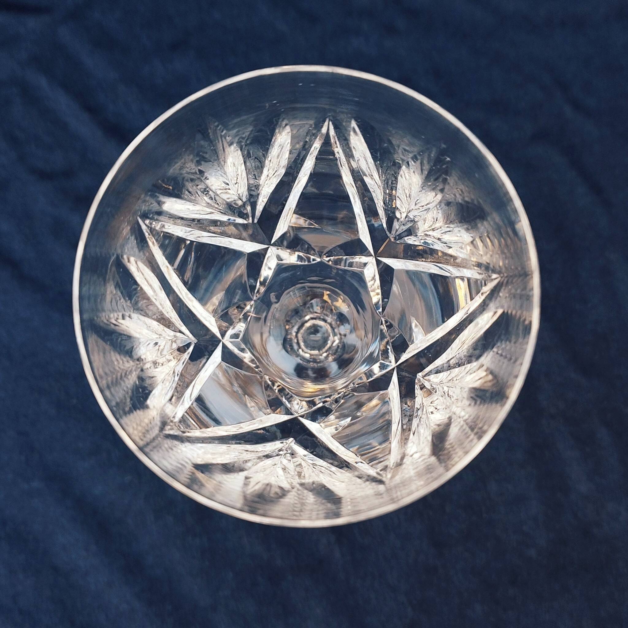 Six vintage Saint Louis Monaco cut crystal wine glasses