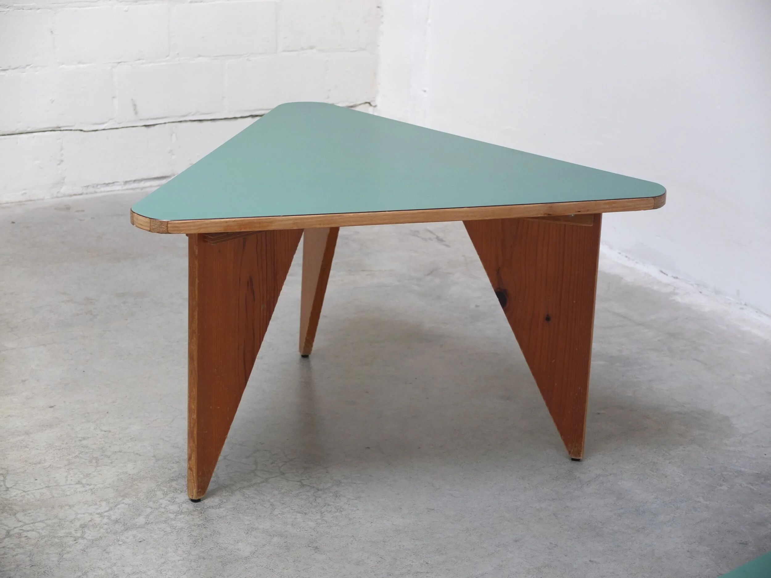 Unique pair of triangular coffee or side tables, 1960s