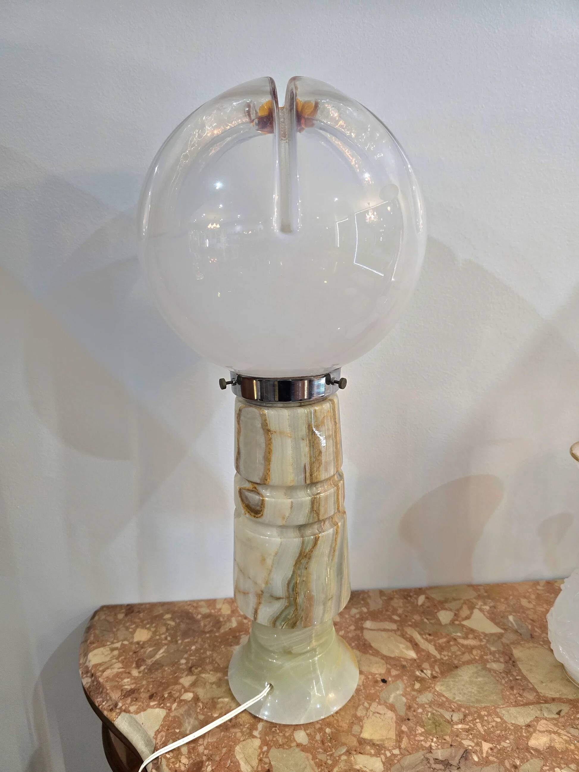 Lampe Mazzega en verre Murano et onyx – Design italien – Années 1960/1970