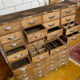 Large antique workshop cabinet with 44 drawers – patinated wood