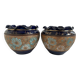 Pair, cache pots, royal doulton, english earthenware, 1920-1930, floral decoration, blue and gold, marks in
