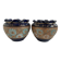 Pair, cache pots, royal doulton, english earthenware, 1920-1930, floral decoration, blue and gold, marks in