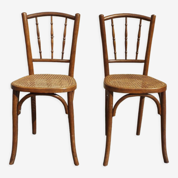 2 chaises bistrot assises cannées