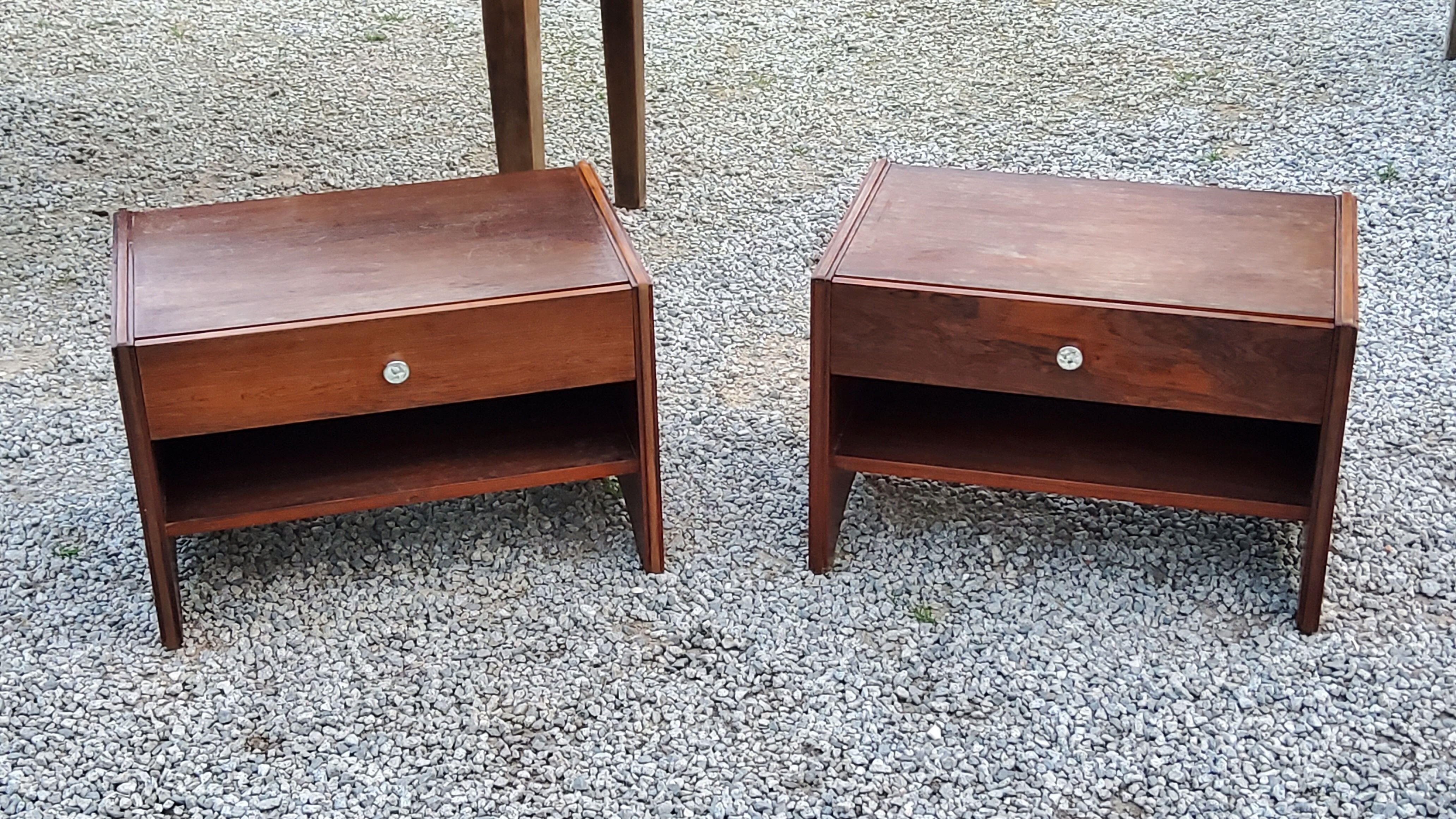 Pair of modernist art deco rosewood bedside tables from the 30s