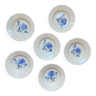 Lot de 6 assiettes creuses Digoin vintage, élégant motif de roses bleues au pochoir