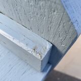 Blue painted wooden bench