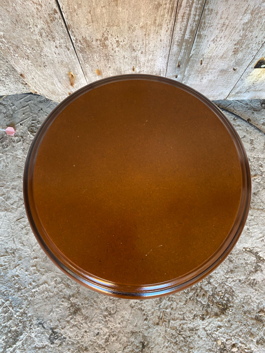 Antique Turned Wood Side Table + Stone Base Vintage Plant Stand