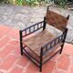 Modernist armchair in wood and braided rope, vintage 1950