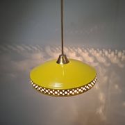 1970s Ludib Mid-Century Pendant Lamp in Yellow Metal, Brass and Glass