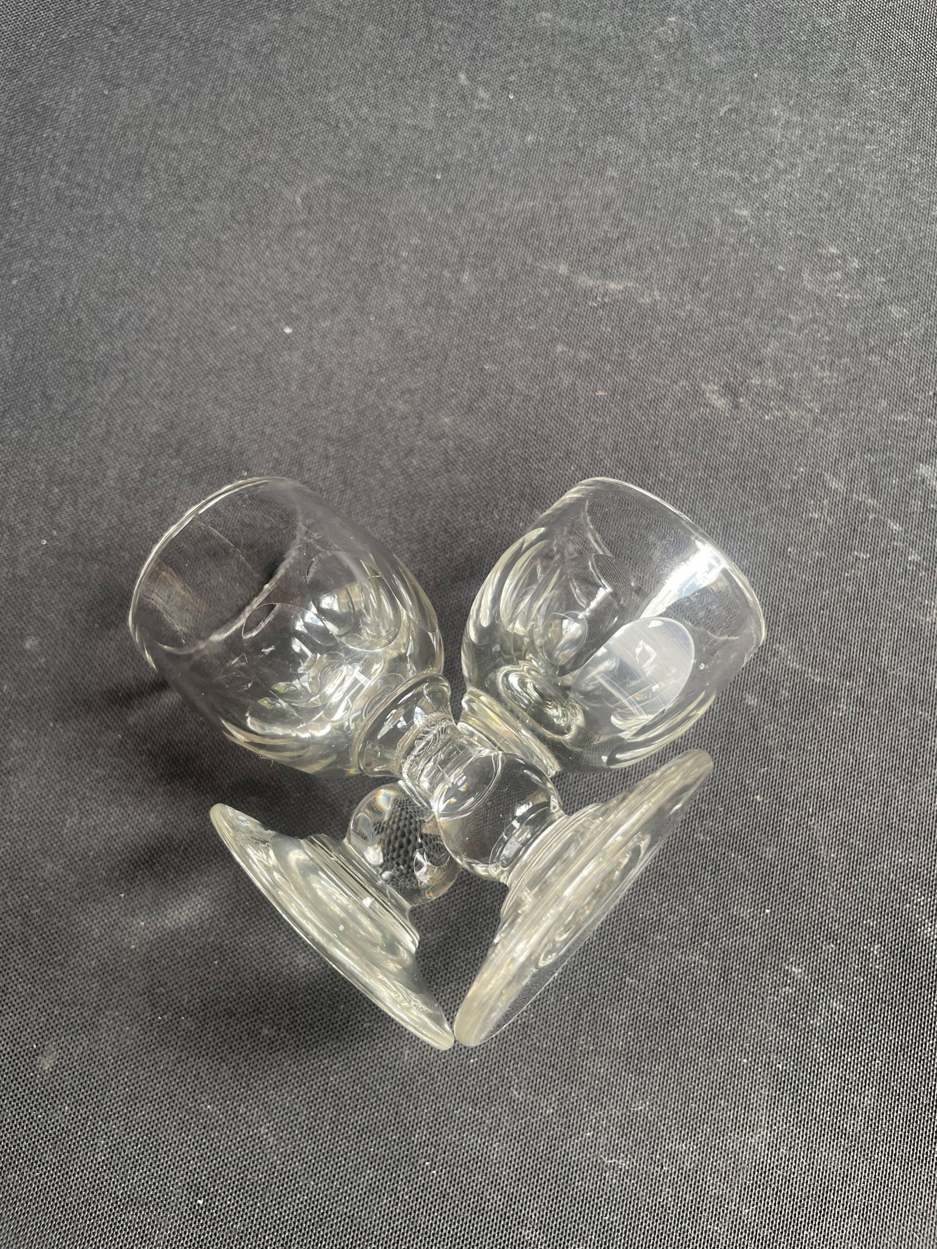 7 liqueur glasses – ½ Strong blown and cut crystal 19th century