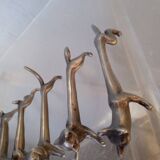 6 Vintage Pewter Animal Knife Holders