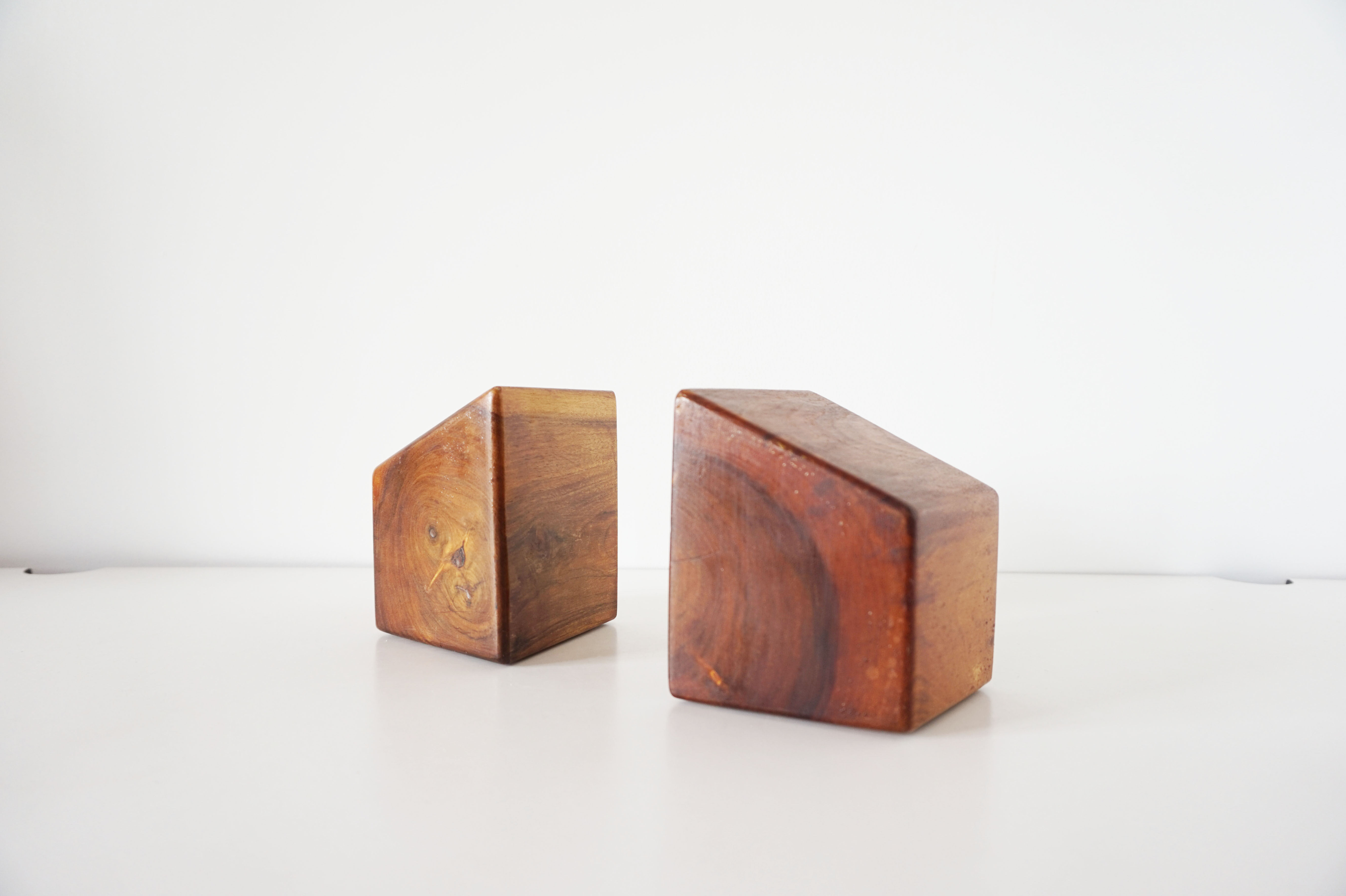 Vintage solid wood bookends