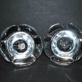 Set of 2 crystal candlesticks signed daum france - flambeaux vintage design 1960