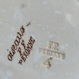 Sept assiettes à dessert terre de fer aux oiseaux f.f.Pexonne fin XIX ème