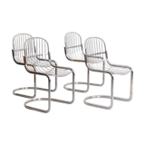 Set of 4 chrome steel chairs, Gastone Rinaldi, style  Italy, 1970