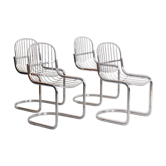 Set of 4 chrome steel chairs, Gastone Rinaldi, style  Italy, 1970