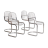 Lot de 4 chaises en acier chromé style Gastone Rinaldi, Italie, 1970