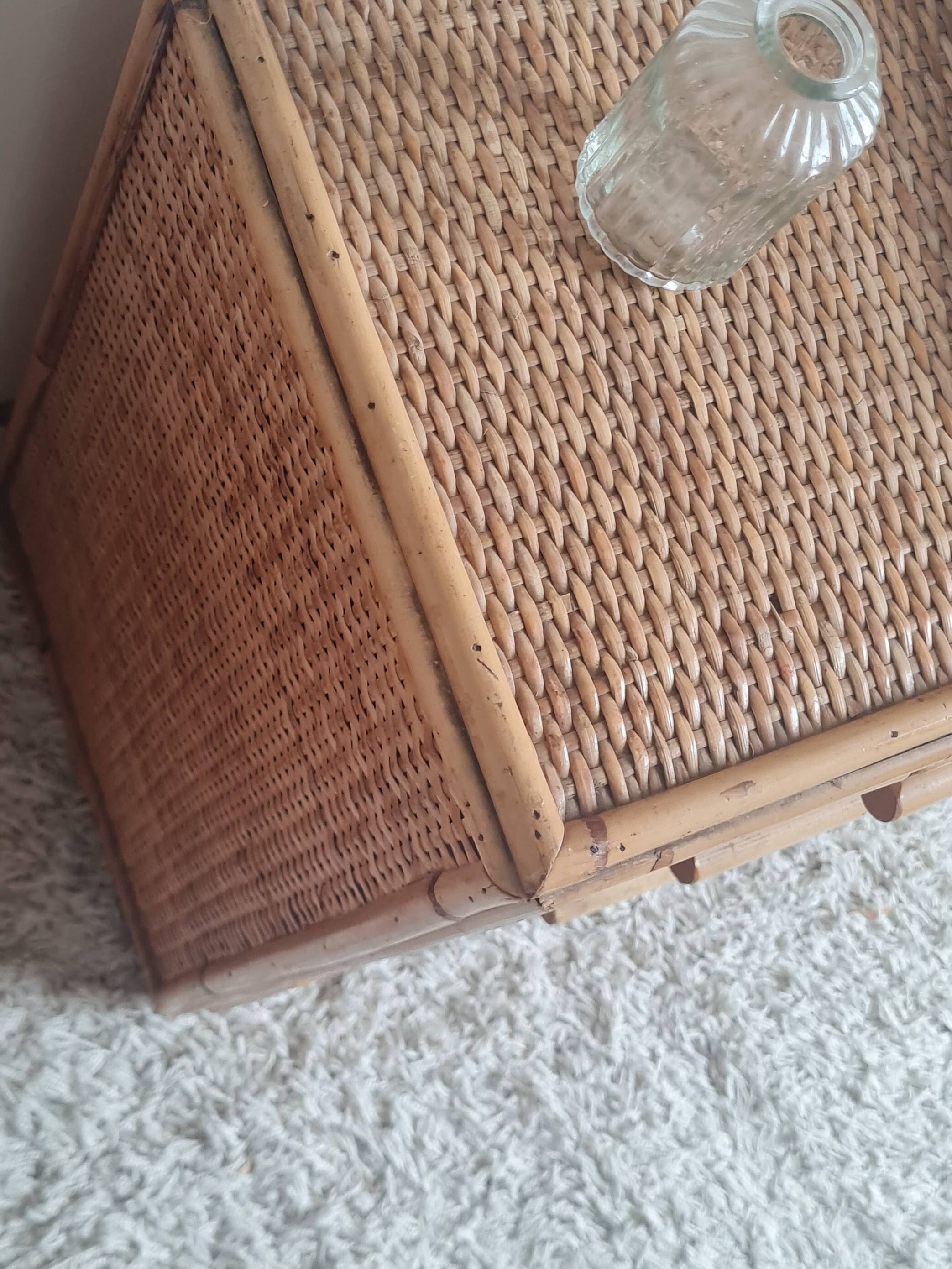 Pair of rattan bedside tables circa the 1970s.