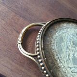 Bronze, brass and embroidery serving tray made in France