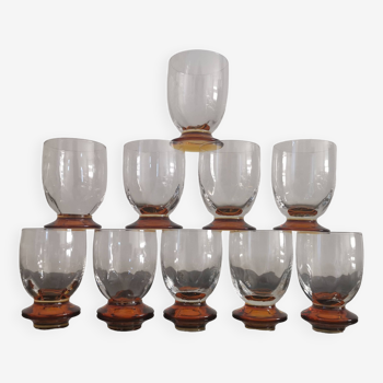 10 verres à vin blanc art-déco soufflés 1930