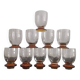 10 art-deco blown white wine glasses 1930