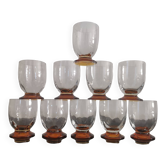 10 verres à vin blanc art-déco soufflés 1930