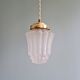 Pair of Art Deco Skyscraper-style pendant lights in frosted glass, 1920-30