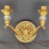 Pair of bronze and glass/neoclassical wall lamps