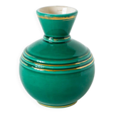 Barbotine vase / ceramic, green and gold, 1960
