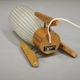 1970s Czech Mid-Century Glass and Wood Tripod Table Lamp by Dřevo Humpolec