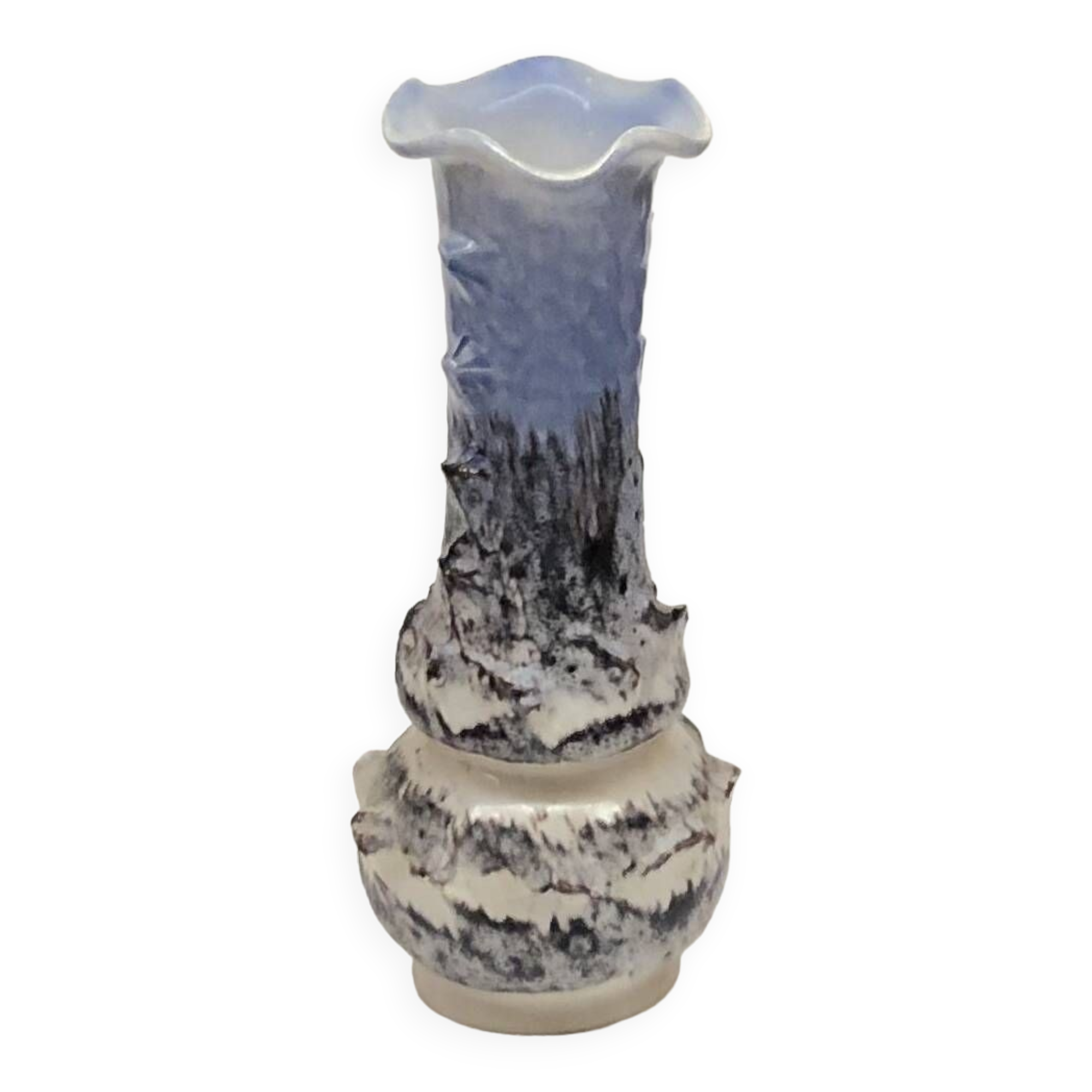 Vase fat lava blue gray Vallauris