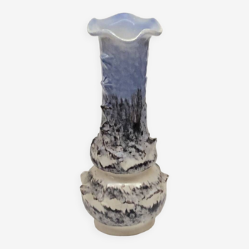 Vase fat lava blue gray Vallauris