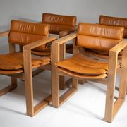 Cubic Pinewood & Leather Armchair by Ate van Apeldoorn for Houtwerk Hattem,